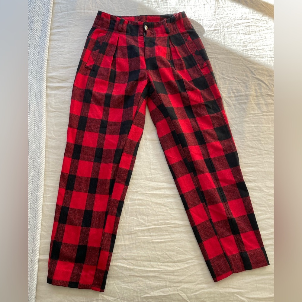 Vintage Buffalo plaid 100% wool trousers